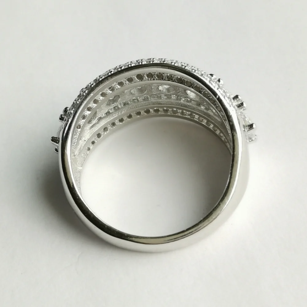 CZ half eternity band ring in Sterling Silver size 7